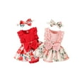thumbnail image 7 of Letiane Baby Girls Patchwork Jumpsuit Infant Flower Print Sleeveless Romper Headband Baby Summer Bodysuits, 7 of 7