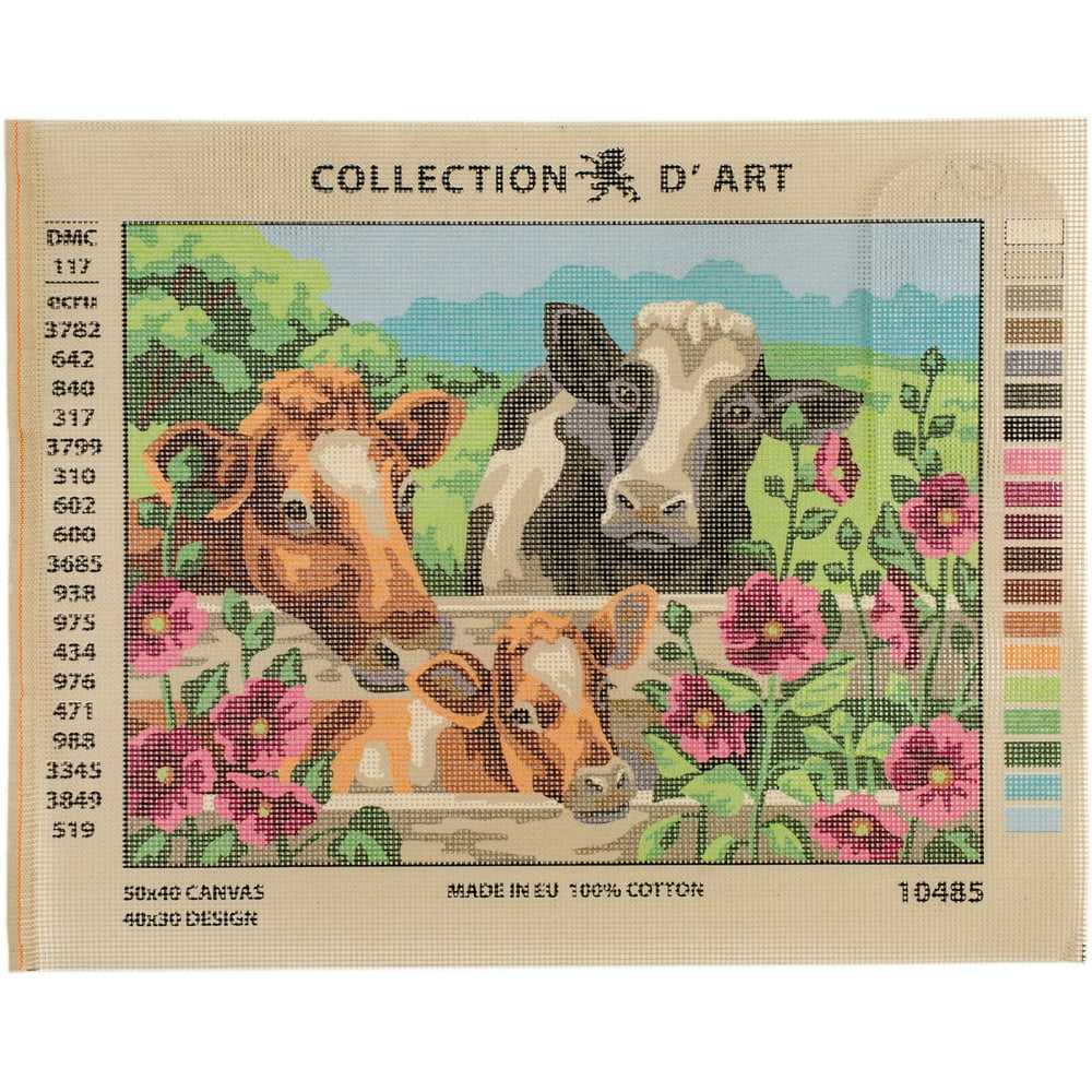 Collection D'Art Needlepoint Printed Tapestry Canvas, 40cm x 50cm, Cows