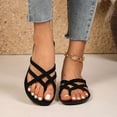 thumbnail image 6 of Flat Sandals for Women Casual Summer Open Toe Flip Flops Slides Beach Dress Shoes | Black US Size 8.5, 6 of 9