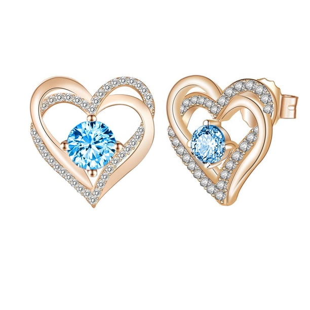 Exquisitos pendientes de tuerca con piedra natal de corazón para mujeres y niñas, joyería, regalo de cumpleaños Wmkox8yi sjalhkljlk4216