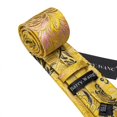 thumbnail image 5 of Black Gold Pink Men Wedding Neck Tie Silm Floral Silk Necktie Jacquard Pocket Square Cufflinks Sets Business Party, 5 of 5