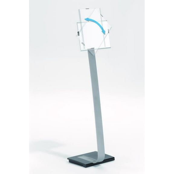 DURABLE Infobase Duo Aluminum Floor Sign Stand for Letter-Size Inserts, Portrait and Landscape Use, 10-4/5 x 11-1/5 x 46 Inches (481423)