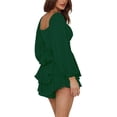 thumbnail image 3 of LYANER Women's Jumpsuit Lantern Long Sleeve Ruffle Layer Tie Mini Short Romper, 3 of 6