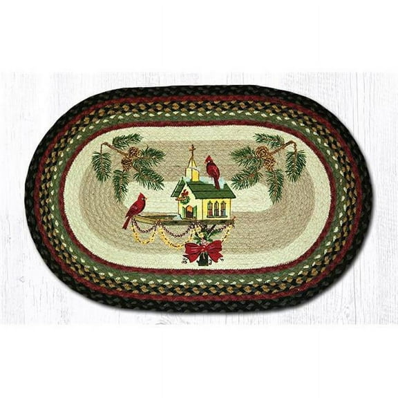 Capitol Importing 65-338CBH 20 x 30 in. Christmas Birdhouse Oval Patch Rug