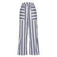 thumbnail image 4 of USNSM Striped Pants for Women Wide Leg Casual Trousers Pants High Waisted Drawstring Loose Lounge Pants with Pockets Blue XXL, 4 of 5