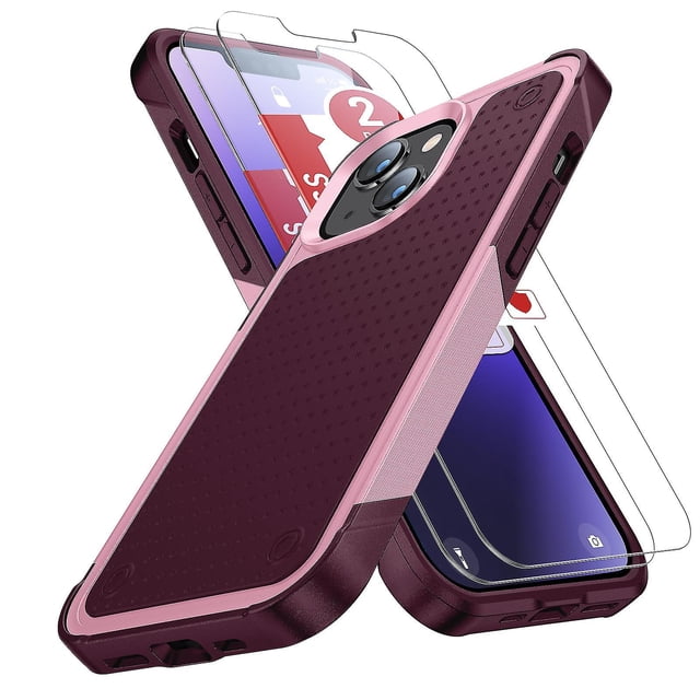 Funda para iPhone 14 Plus, doble capa de protección, a prueba de golpes, con protección para pantalla y cámara.
