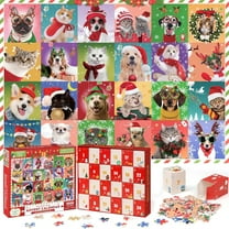 Pet Patterns Advent Calendar Puzzle Blind 24 Days Christmas Countdown Toy Set Festive Holiday Activity 1008 Piece Surprise for Kids Adults