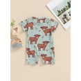 thumbnail image 4 of Suealasg Baby Boys Girls Western Outfit Short Sleeve Crew Neck Cow Print Jumpsuit Romper Bodysuit 3M 6M 12M 18M Newborn Girls Summer One Piece Clothes, 4 of 8