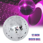 Kingslim 12" Mirror Disco Balls - 12Inch Silver Hanging Ornaments - For Home Decorations Party Club Stage Lighting