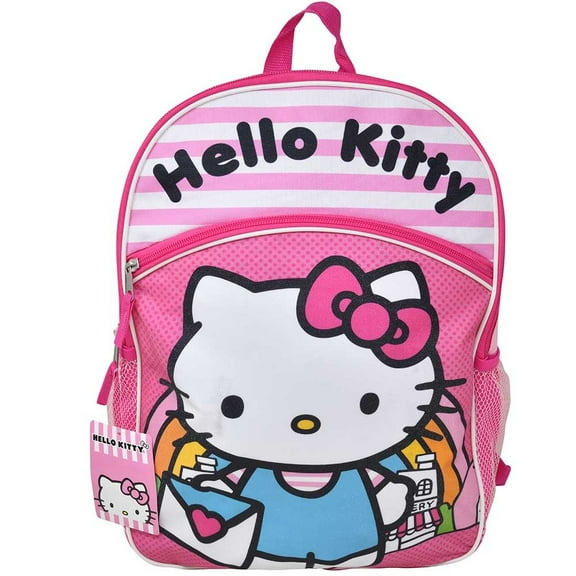 Hello Kitty 16" Pink School Backpack with front and side Pockets