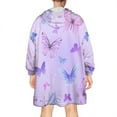 thumbnail image 2 of Purple Butterfly Pattern Wearable Oversized Blanket,Wearable Blanket Hoodie for Adults,Cozy Hooded Blankets with Super Pockets,Super Warm Fuzzy Pullover for Women & Men, 2 of 6
