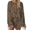 thumbnail image 3 of Women's Plus Size Two Piece Leopard Print Pajamas Home Lounge Wear Sleepwear 30002 Leopard XX-Large, 3 of 4