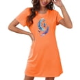 thumbnail image 4 of Mrat Pyjama de Fête Nuptiale Robe de Nuit pour Femmes Manches Courtes Chemise de Nuit Décontractée Imprimée Robe de Nuit Ample Confortable S-92 Orange P, 4 of 7