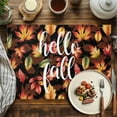 thumbnail image 4 of Hello Fall Placemats Set of 6 Fall Maple Leaf Watercolor Retro Country Texture Heat Insulated Linen Place Mats, Washable Stain-Proof Table Mats for Dining Tables Holiday Decor 13x19inch, 4 of 9