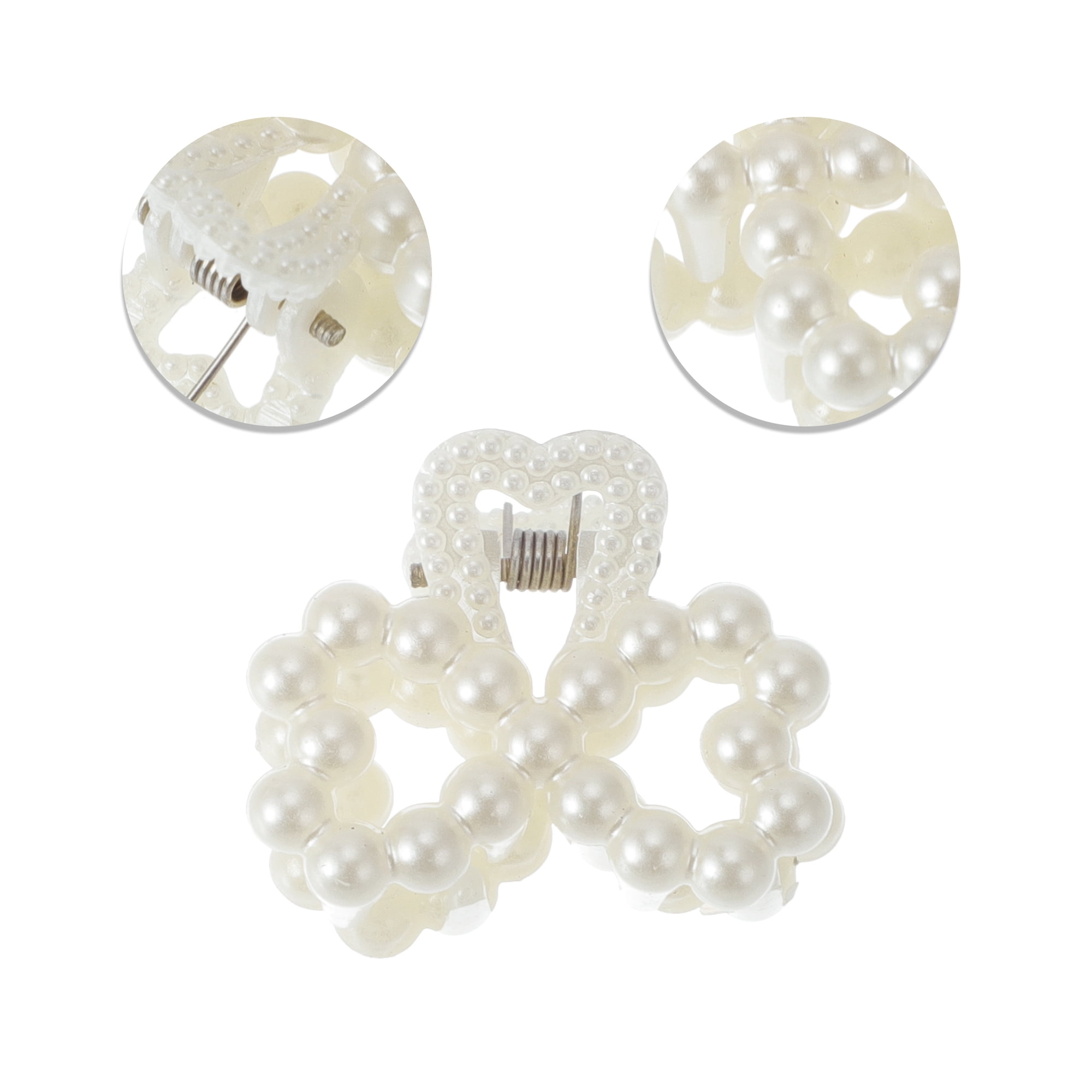 Unique Bargains 6Pcs Women Fashion Pearl Mini Pearl Cross Hairdo Clips Pearl Figure 8 Knot