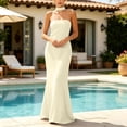 thumbnail image 2 of ShomPort Womens Bodycon Maxi Dress with Scarf Strapless Tube Flowy Cocktail Party Vacation Wedding Guest Dress, 2 of 5
