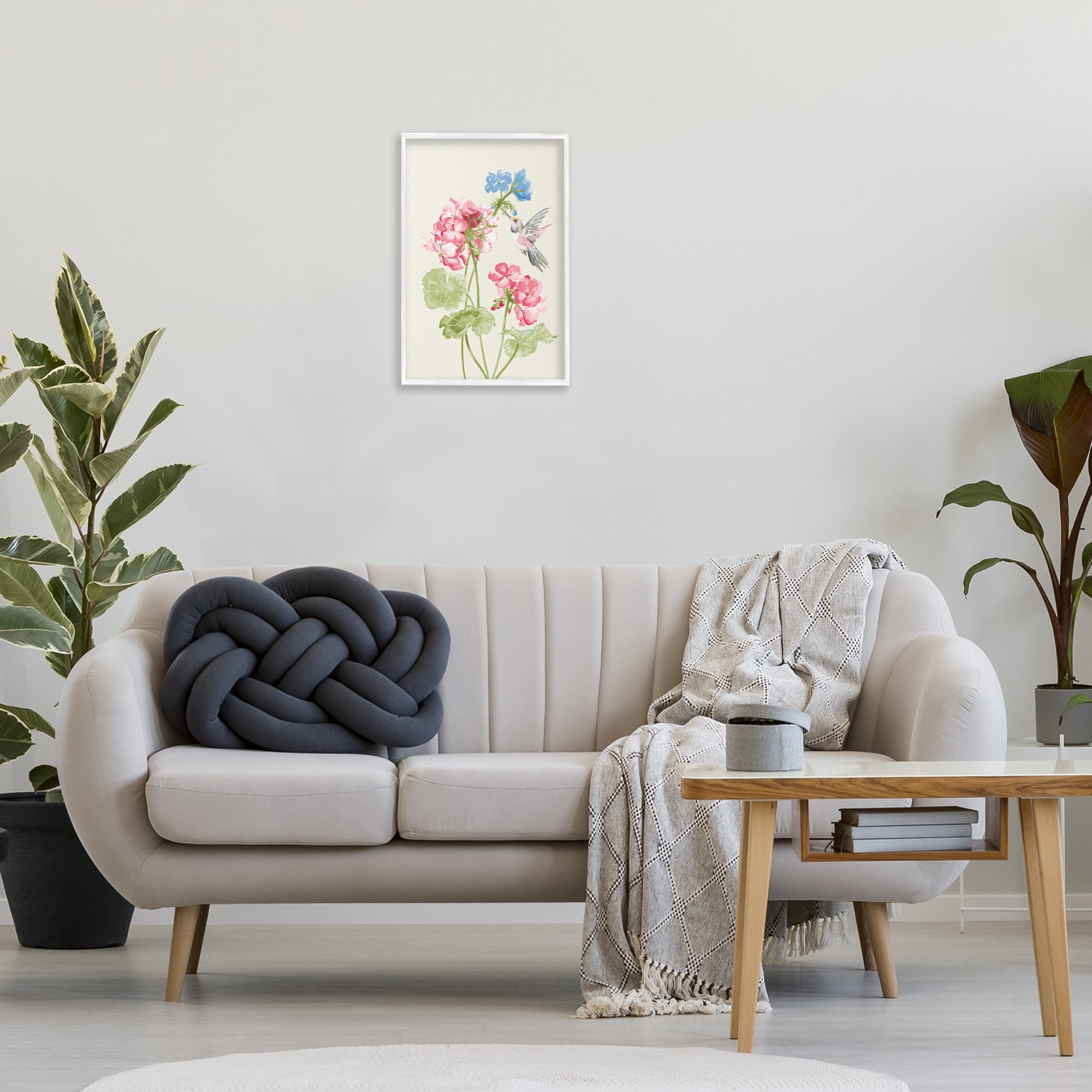 Stupell Industries Geraniums In Bloom Botanical & Floral Painting White Framed Art Print Wall Art, 16 x 24