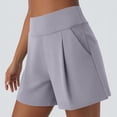 thumbnail image 5 of Miluxas Women's High Waisted Pleated Shorts Lightweight Flowy Casual Wide Leg Shorts with Pockets Comfy Summer Shorts for Yoga Workout Gray, 5 of 7