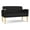 Castillo Black, variant on Belmont Lounge Lobby Reception Waiting Loveseat / Natural Wood Legs / Light Gray