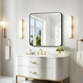thumbnail image 7 of VONIGEE Black Bathroom Mirror 30x30 Inch, Large Square Wall Mirror with Aluminum Frame Rounded Corner, Vanity Mirror for Bathroom, Bedroom, Living Room, Entryway, Wall Mounted, 7 of 7