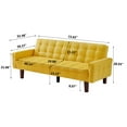 thumbnail image 6 of Modern Linen Futon Sofa  with Adjustable Backrest, 3-seat Armchair Sofa with Solid Wood Frame, Convertible Sleeper Sofa for Living Room, Bedroom, Apartment, Yellow, 6 of 9
