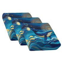 Xixirimido Couch Cushion Covers Sofa Covers Washable for Cushion Couch, 3Pcs Stretch Cushion Slipcover Furniture Protector with Elastic Bottom, Blue Whale Waves