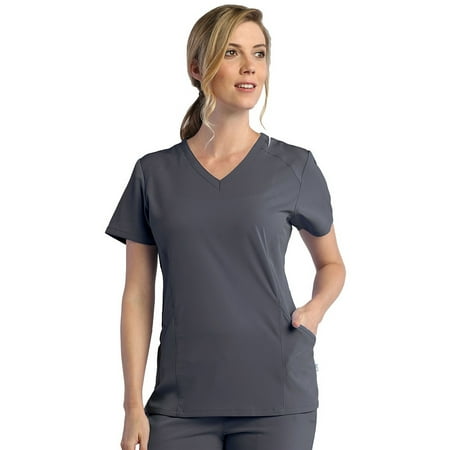 

Pure Soft Women s V-Neck Mesh Side Solid Scrub Top