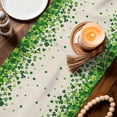 thumbnail image 3 of St. Patrick's Day Table Runner - 60 Inch Long Spring Lucky Shamrocks Leaves Retro Country Cotton and Linen Blended Dress Scarves Farmhouse Table Runner for Kitchen Dining, Coffee Table, 13" x 60", 3 of 8