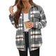 thumbnail image 3 of Chaqueta de Franela A Cuadros con Botones, Estilo Casual, Larga, con Bolsillos, Ideal para Otoño. Gris XXL, 3 of 8
