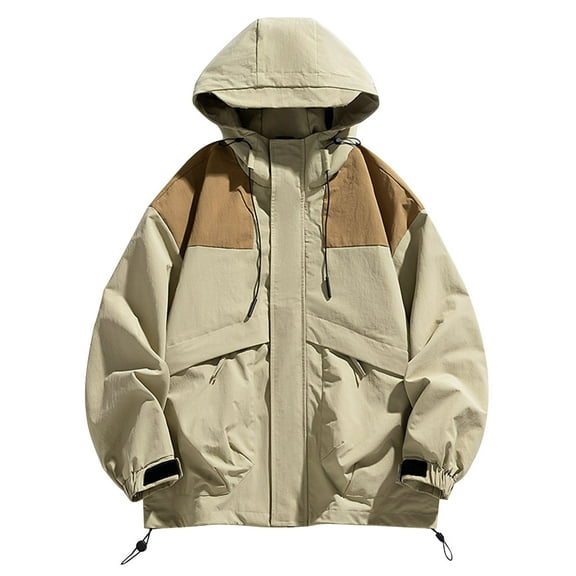 Rain Jackets for Men Women with Zipper Pockets and Hoodie Waterproof Windbreaker Raincoats Unisex Couples Long Sleeve Zip Up Hiking Jacket & Coats