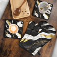 thumbnail image 5 of Black and Gold Marble Layered Waves Pattern Kitchen Oven Mitt and Pot Holder Sets 2 Pcs for Baking, Cooking and Grilling, Heat Resistant Up To 392 °F, 5 of 7
