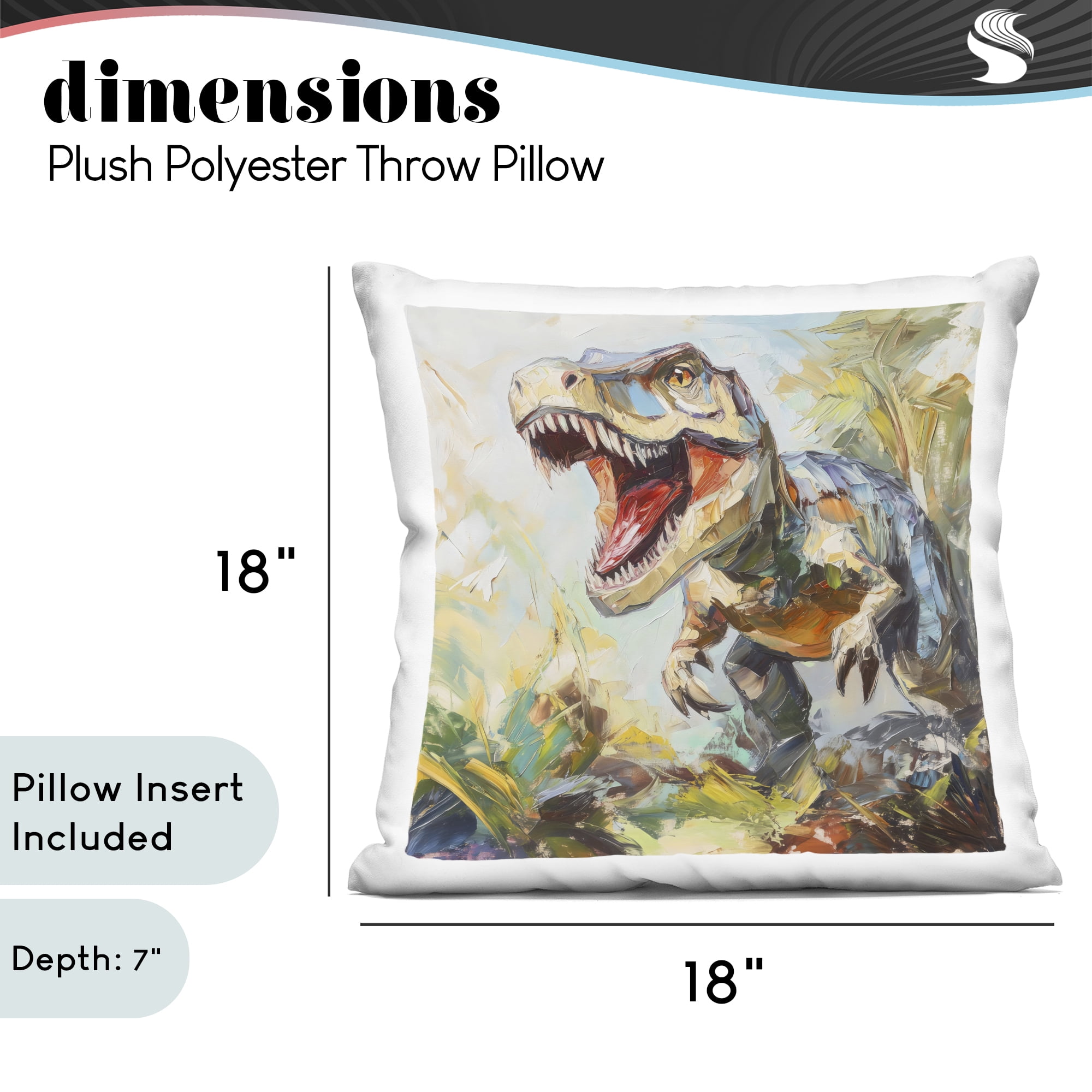 Stupell Industries Enchanting T-Rex Roar Decorative Printed Throw Pillow, design by Creative Studio