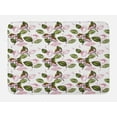 thumbnail image 1 of Hawaii Bath Mat, Hand Drawn Retro Flowers and Leaves on Plain Background, Plush Bathroom Decor Mat with Non Slip Backing, 29.5" X 17.5", Dried Rose Olive Green, by Ambesonne, 1 of 2