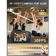64MP 4K Digital Camera for Photography with Autofocus, 16X Zoom, Compact Design, Includes 32GB SD Card,Black
