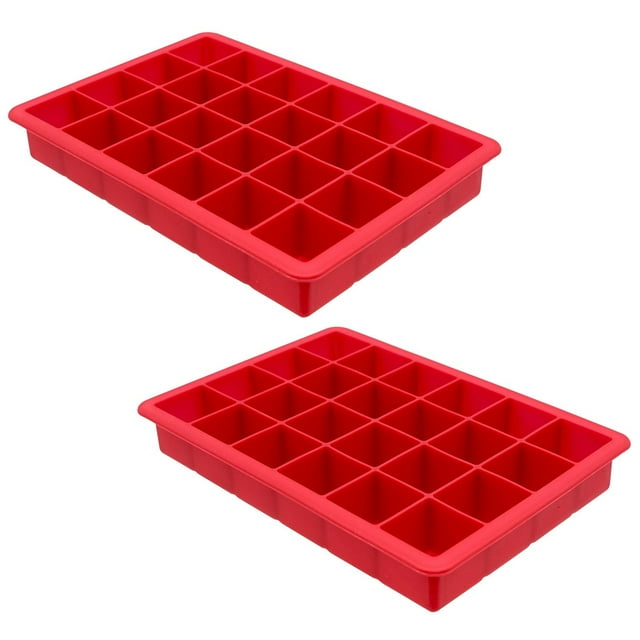 Starfrit - Ensemble de 2 Moules à Glaçons en Silicone Souple, Capacité de 24 Cubes, Rouge