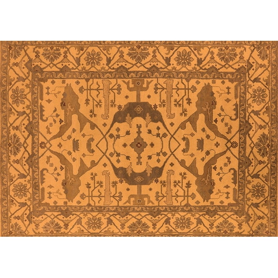 Ahgly Company Indoor Rectangle Oriental Orange Industrial Area Rugs, 5' x 7'