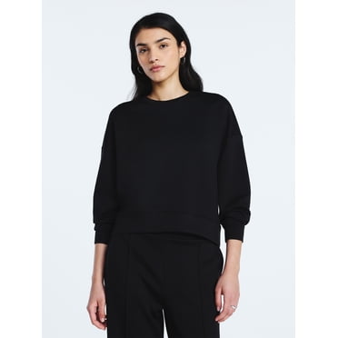 Scoop Women's and Women's Plus New Scubaknit Cropped Sweatshirt with Drop Sleeves, Sizes XS-4X