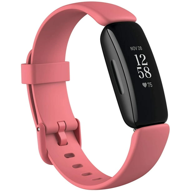 Fitbit Inspire 2 Health & Fitness Tracker with a Free 1-Year Fitbit Premium  Trial, 24/7 Heart Rate, Black/Rose, One Size (S & L Bands Included)