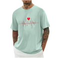 thumbnail image 2 of Jinhomg Holiday Tees for Men Simple Cute Valentine's Day Heart Print T-Shirts Big and Tall Comfy Short Sleeve Crew Neck Tops Male Holiday Gifts Green XXL, 2 of 4