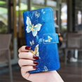 thumbnail image 4 of Leather For Apple iPhone 17e / 16e 6.1-inch Wallet Case Butterflys&Flowers, With Card Holder,Wristband,Magnetic Clasp Kickstand Folio Cover,Color-3,For iPhone 17e / 16e, 4 of 8