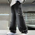 thumbnail image 5 of Boys Hip Hop Baggy Jeans Wide Leg Jeans Casual Loose Denim Pants Y2k Streetwear Boys' Relaxed Jean Casual Trousers with Elastic Waistband Black 6-7Years, 5 of 6