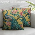 thumbnail image 3 of ONETECH Throw Pillow Covers Vintage Watercolor with Peacock On Tree Cherry Flowering Trees with Flowers Yellow Colorful Bird Decorative Square Pillowcases Cushion Cover, 3 of 5
