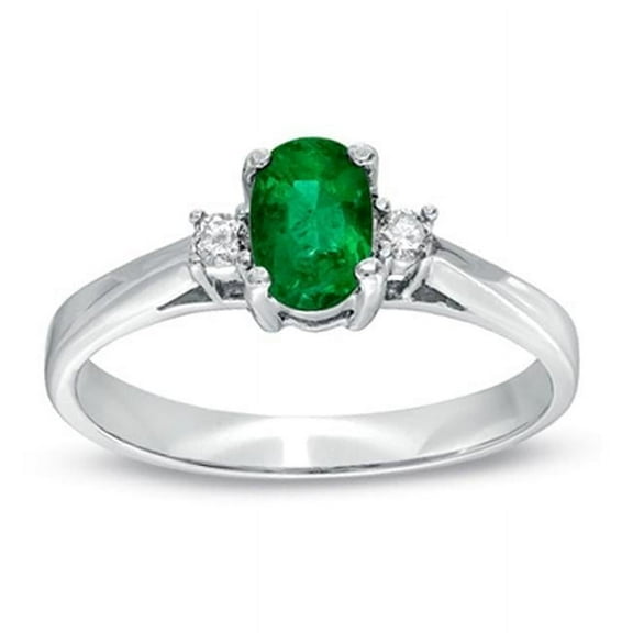 Louis Creations RL1341ED-6.5 0.45 CTTW Emerald & Diamond Ring Set, 14K Gold - Size 6.5
