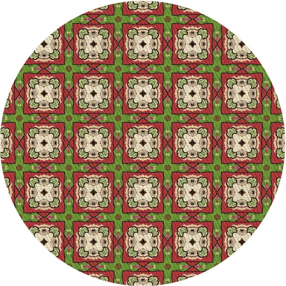 Ahgly Company Machine Washable Indoor Round Transitional Fire Brick Red Area Rugs, 3' Round