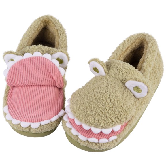 Women's Cartoon Cute Warm Slippers With Creative Plush Crocodile Anti Slip Cotton Shoes For Winter Home Indoor And Outdoor Use