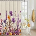thumbnail image 4 of Fabric Shower Curtain, Purple Poppy Lavender Gold Daisy Watercolor Floral Linen Shower Curtains with 12 Hooks Waterproof Machine Washable Bath Curtains for Bathroom,54 x 78in, 4 of 6
