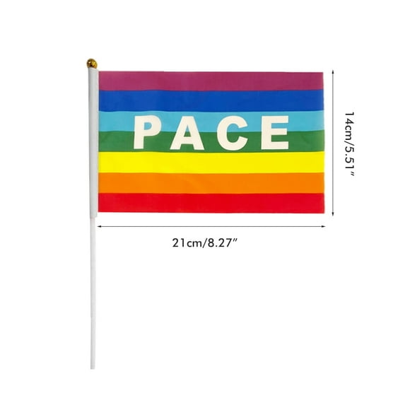 50/100Pcs Mini Peace Flag Rainbow Pacifist Flag Hand Held Polyester Peace Flag