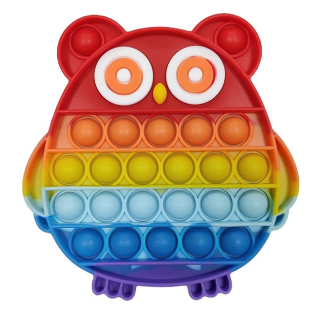 Búho Silicona Push Bubble Fingertip Toys Stress Reliever para niños (Rainbow) Likrtyny juguetes de los niños