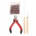 thumbnail image 2 of Yajisi Kit de Herramientas para Extensiones de Cabello con Alicates Curvos y Anillos Marrón, 2 of 9