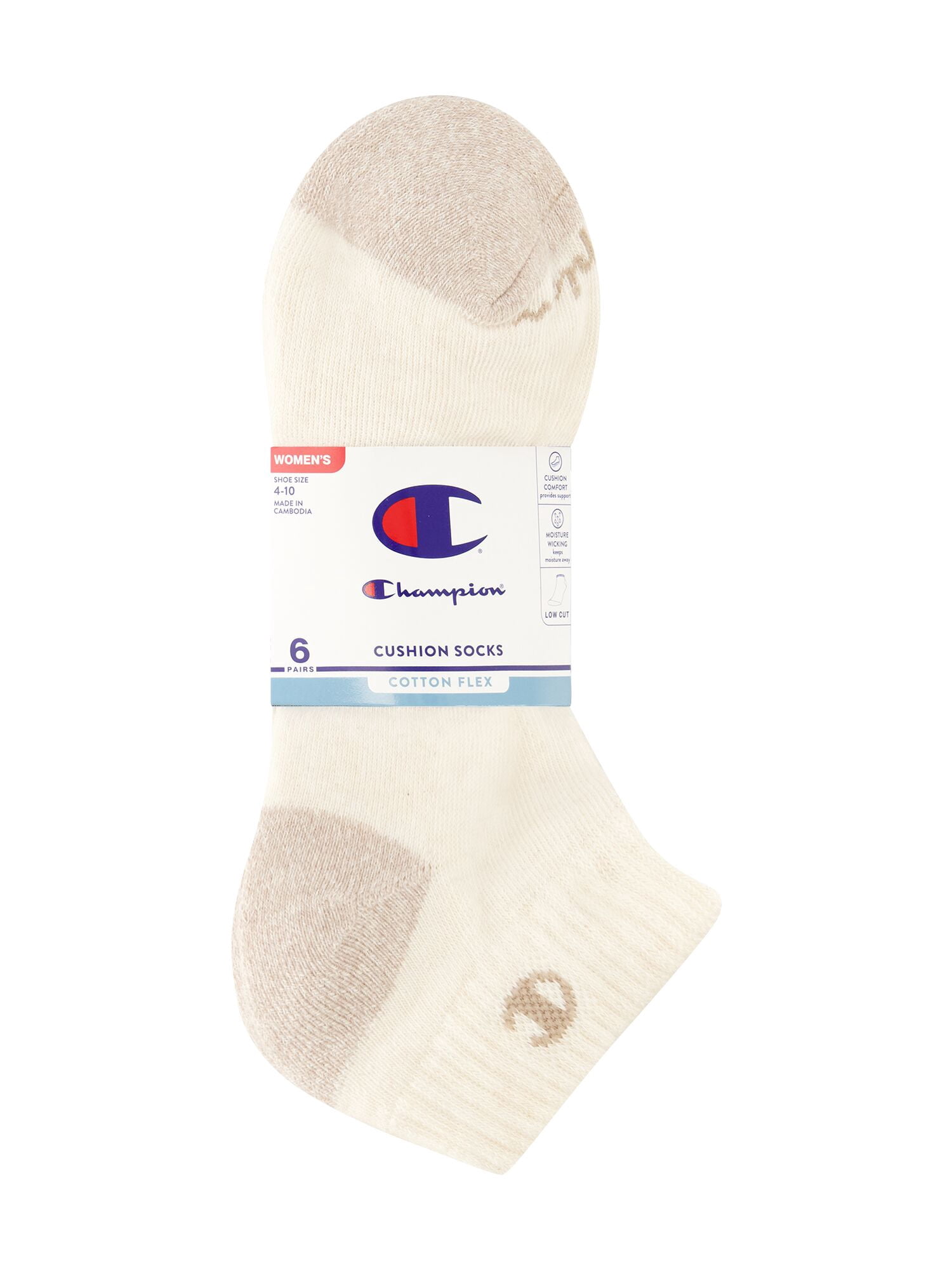 Champion Women’s Low Cut Cushioned Socks, 6 Pack, Sizes 4-10